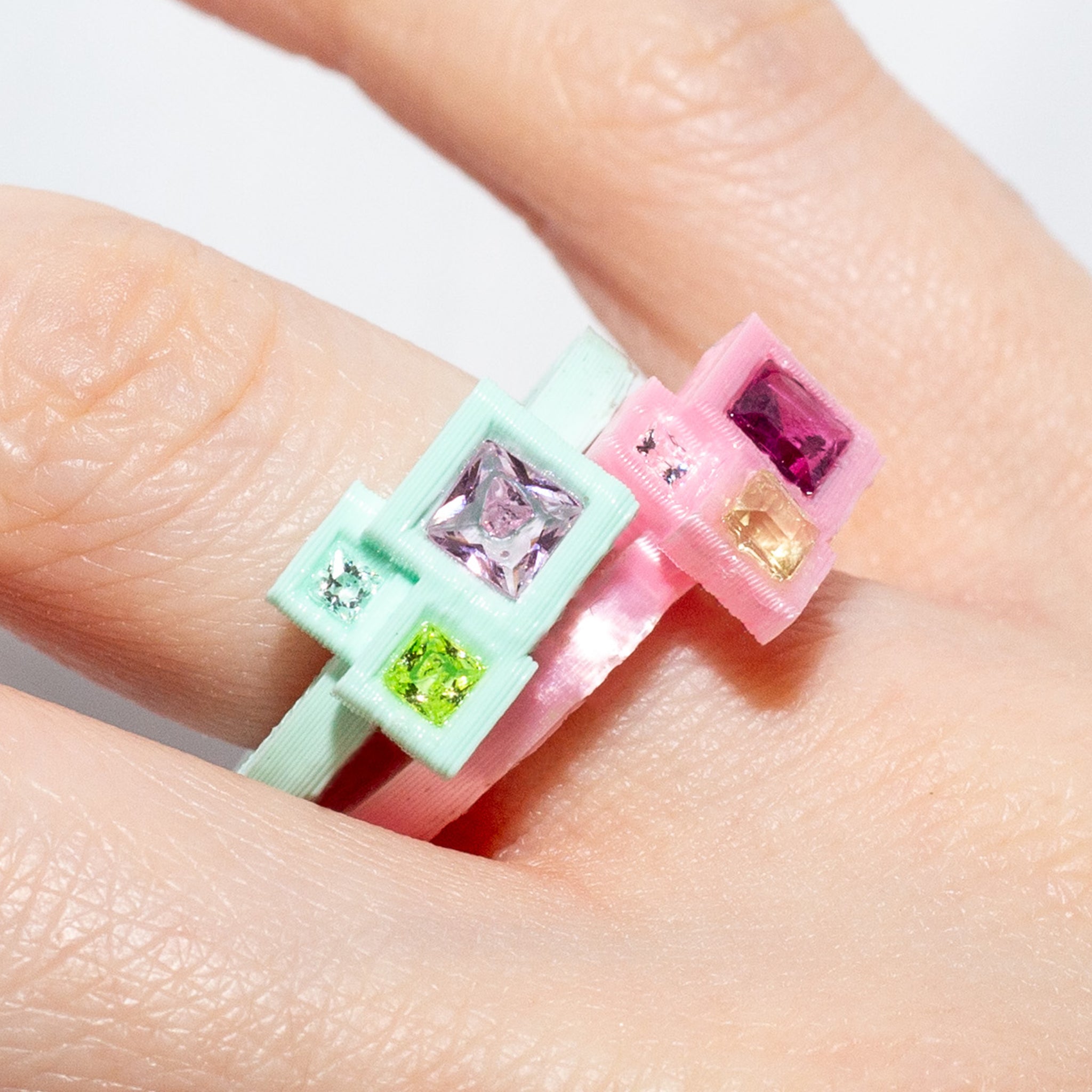 Gigabyte Ring 3D Printed in PLA & Cubic Zirconia